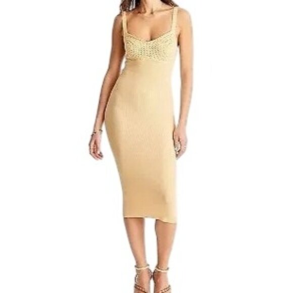 Future Collective Jenny K. Lopez Yellow Crochet-Top Ribbed Slip Dress 1X - Picture 1 of 10